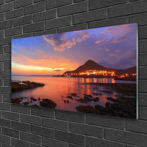 Quadro in vetro Pietre Paesaggio marino 100x50 cm 2 appendini