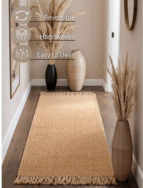 Passatoia di colore naturale in iuta reversibile/tessuta a mano 80x300 cm Fjord – Hanse Home