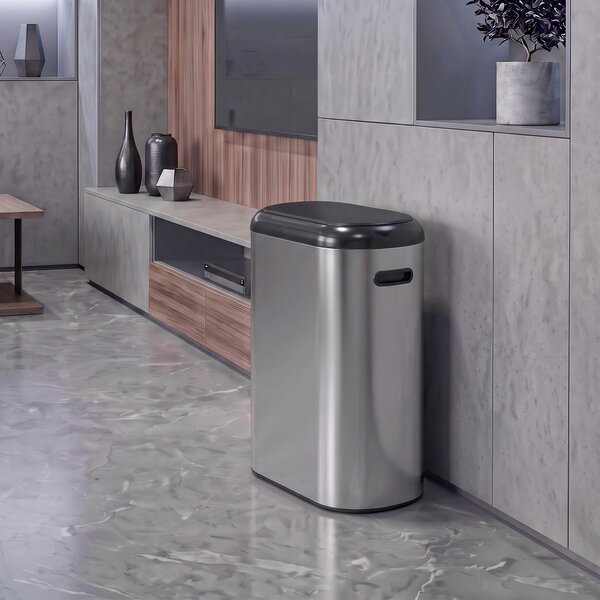 HOMCOM Pattumiera Automatica con Sensore a Infrarossi 50 L in Acciaio Inox Anti-Impronta, Chiusura Ammortizzata, Argento | Aosom Italy