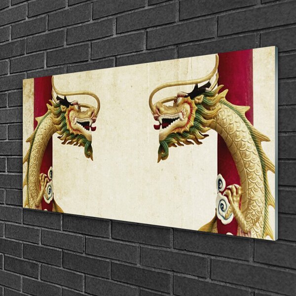Quadro in vetro Arte del drago 100x50 cm 2 appendini