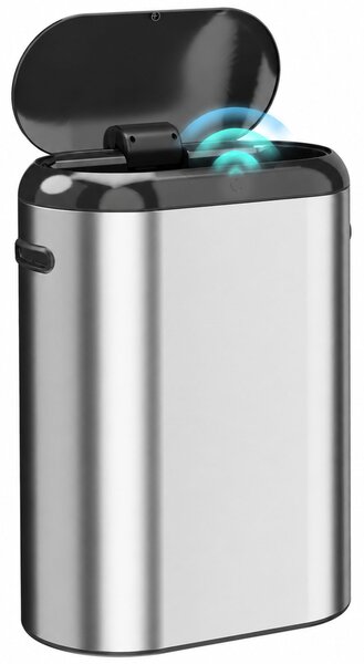 HOMCOM Pattumiera Automatica con Sensore a Infrarossi 50 L in Acciaio Inox Anti-Impronta, Chiusura Ammortizzata, Argento | Aosom Italy