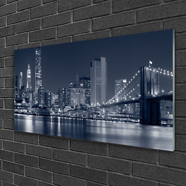 Quadro in vetro Architettura del ponte della città 100x50 cm 2 appendini