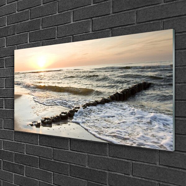 Quadro di vetro Paesaggio marino 100x50 cm 2 appendini