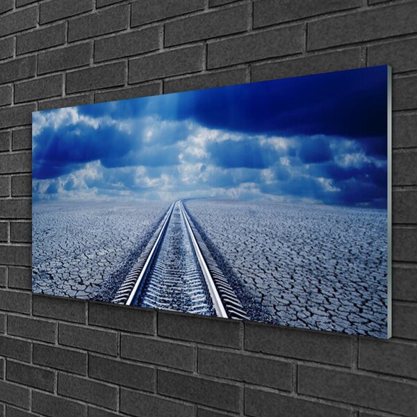 Quadro su vetro Architettura dei binari 100x50 cm 2 appendini