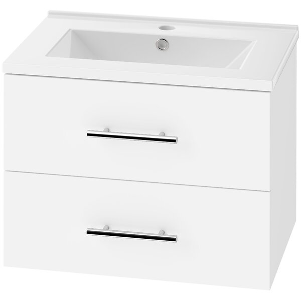 HOMCOM Mobile Lavabo Bagno, con 2 Cassetti e Lavandino, Bianco | Aosom Italy
