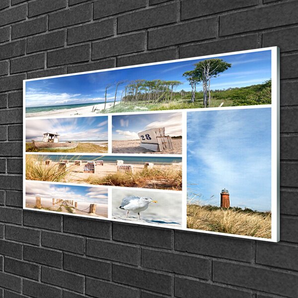 Quadro in vetro Paesaggio marino 100x50 cm 2 appendini