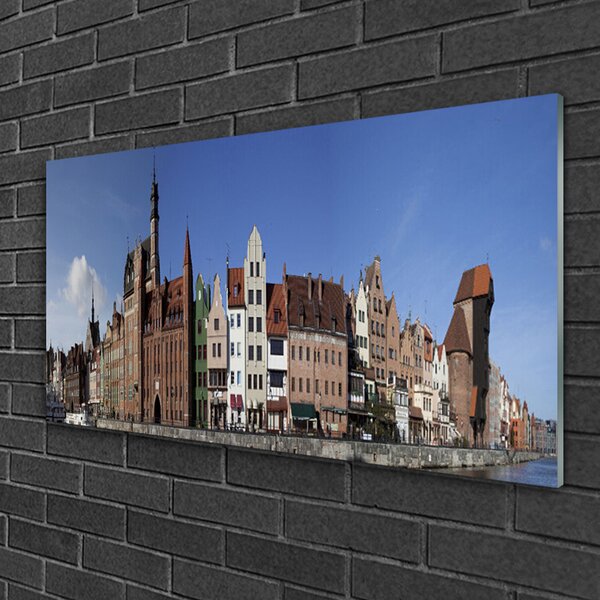 Quadro in vetro Case di città 100x50 cm 2 appendini