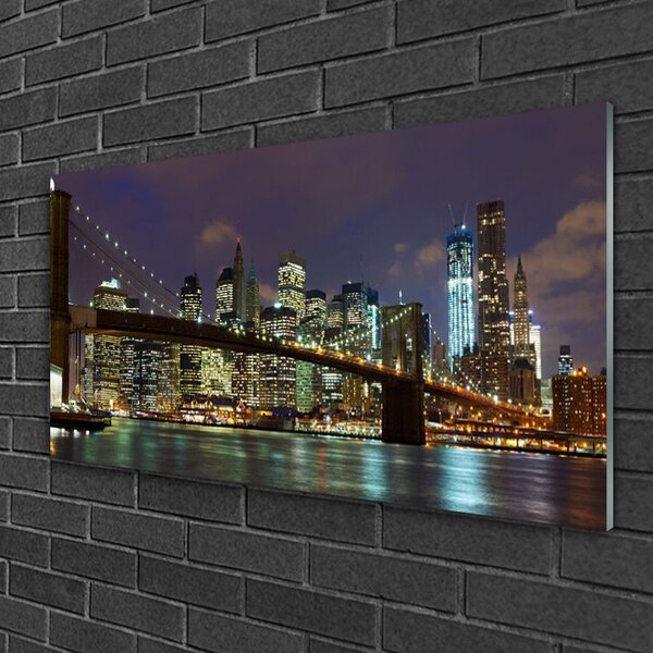 Quadro di vetro Architettura del ponte della città 100x50 cm 2 appendini