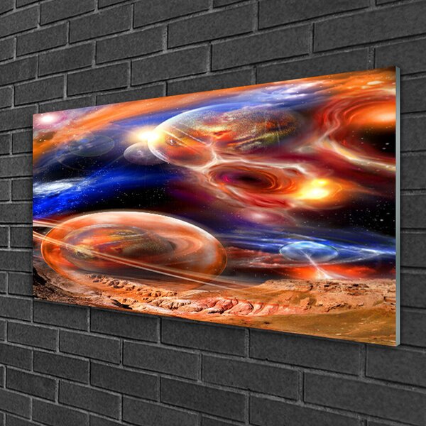 Quadro di vetro Universo dell'astrazione 100x50 cm 2 appendini