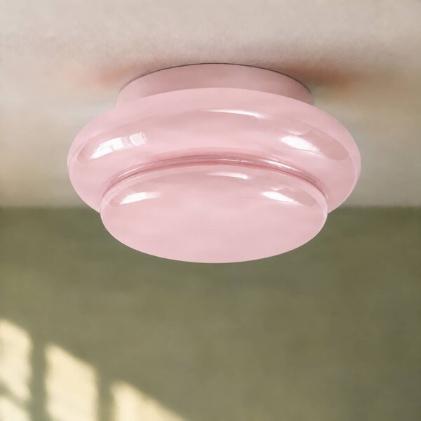 Plafoniera soffitto Leilani Lucande, dimmerabile, Violetto / Fucsia / Rosa, Soggiorno / Sala da pranzo, Vetro, Design, Plafoniera