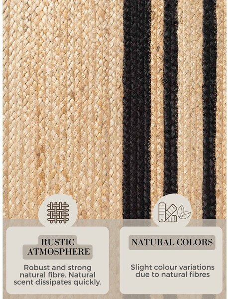 Tappeto nero/di colore naturale in iuta reversibile/tessuto a mano 80x150 cm Looma – Hanse Home