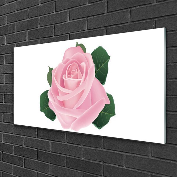 Quadro di vetro Fiore di rosa pianta naturale 100x50 cm 2 appendini