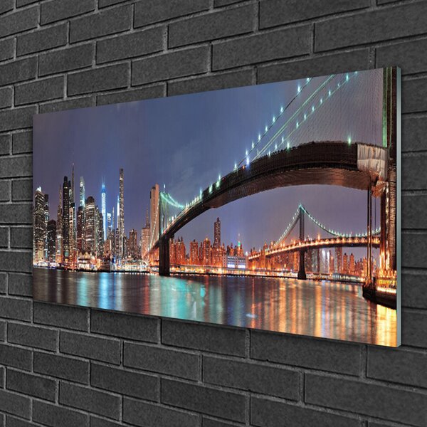Quadro in vetro Architettura del ponte della città 100x50 cm 2 appendini