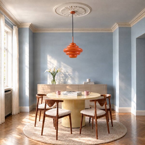 Lampada a sospensione Leilani Lucande, dimmerabile, Giallo / Arancione, Soggiorno / Sala da pranzo, Vetro, Design, Lampada a sospensione