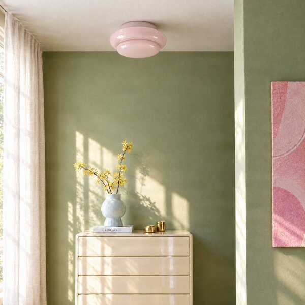Plafoniera soffitto Leilani Lucande, dimmerabile, Violetto / Fucsia / Rosa, Soggiorno / Sala da pranzo, Vetro, Design, Plafoniera