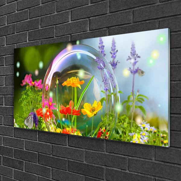 Quadro in vetro Fiori Pianta naturale 100x50 cm 2 appendini