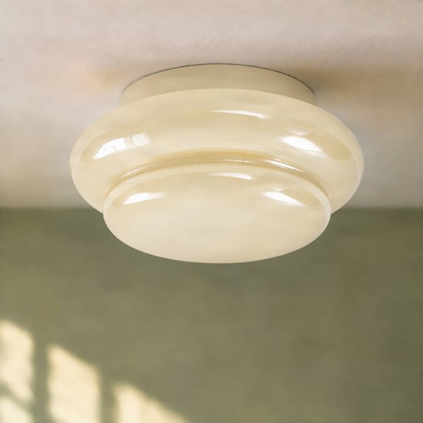 Plafoniera soffitto Leilani Lucande, dimmerabile, Giallo / Arancione, Soggiorno / Sala da pranzo, Vetro, Design, Plafoniera