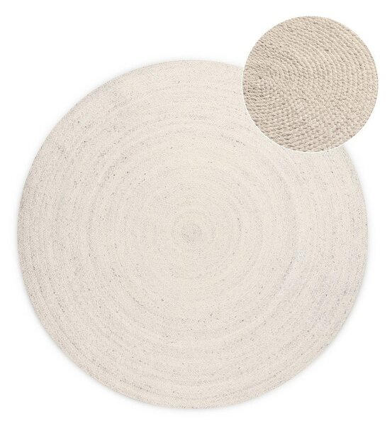Tappeto rotondo color crema in iuta reversibile/tessuto a mano ø 200 cm Braided – Hanse Home