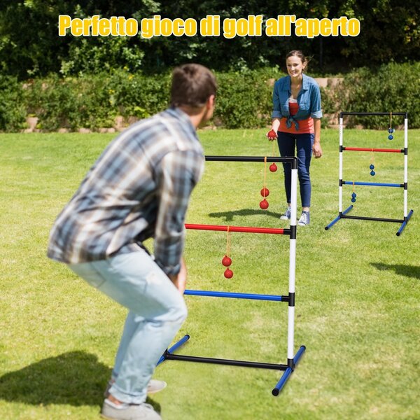 Costway Gioco lancio su scala con 6 palline PE e segnapunti incorporato per interno ed esterno, Gioco per giardino e spiaggia