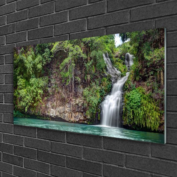 Quadro su vetro Cascata Rock Natura 100x50 cm 2 appendini