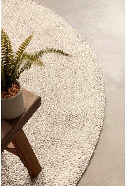 Tappeto rotondo color crema in iuta reversibile/tessuto a mano ø 100 cm Braided – Hanse Home
