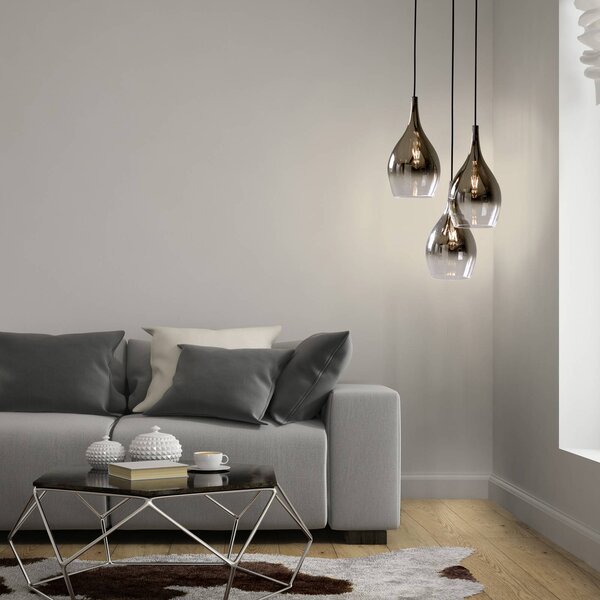 Paul Neuhaus Lampada a sospensione Pilua, dimmerabile, Alluminio / Grigio / Zincato, Soggiorno / Sala da pranzo, Vetro, Moderno, Lampada a sospensione