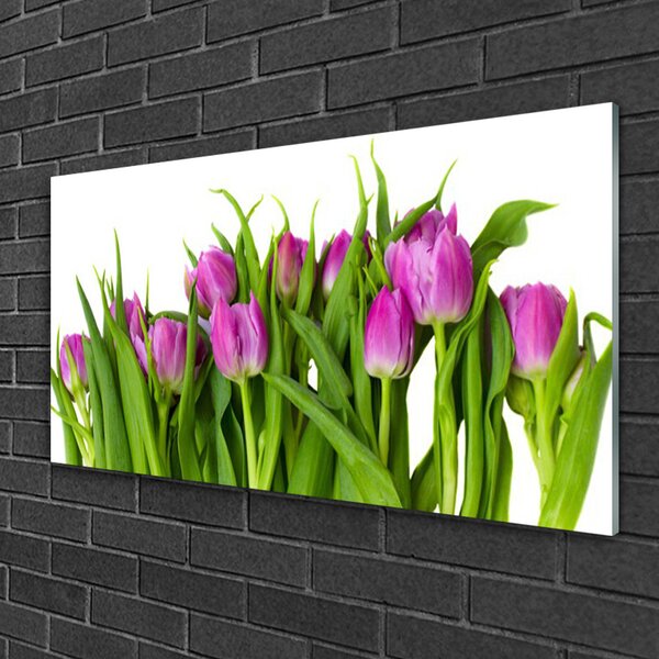 Quadro in vetro Tulipani Fiori Pianta 100x50 cm 2 appendini