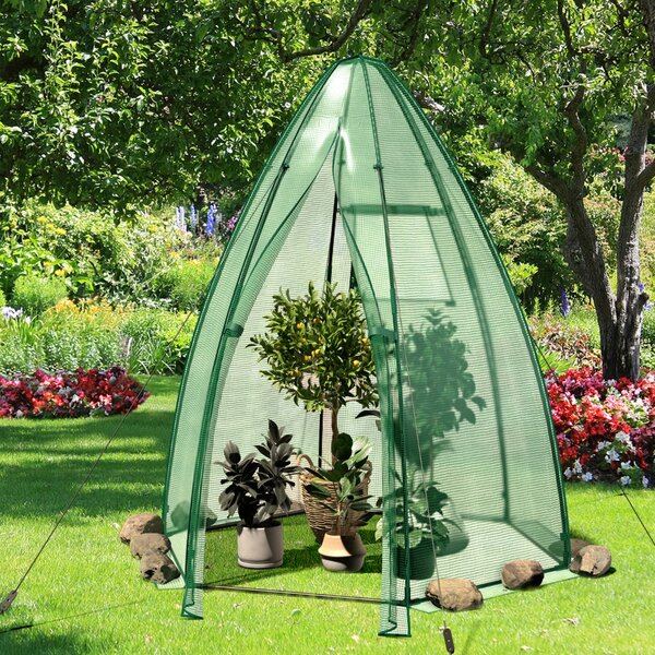 Costway Serra portatile da giardino con copertura in PE porta avvolgibile finestra a rete, Tenda da giardino per piante