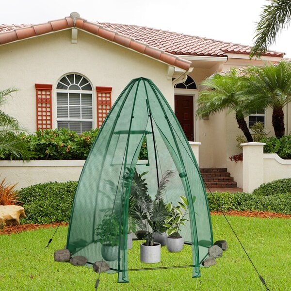 Costway Serra portatile da giardino con copertura in PE porta avvolgibile finestra a rete, Tenda da giardino per piante