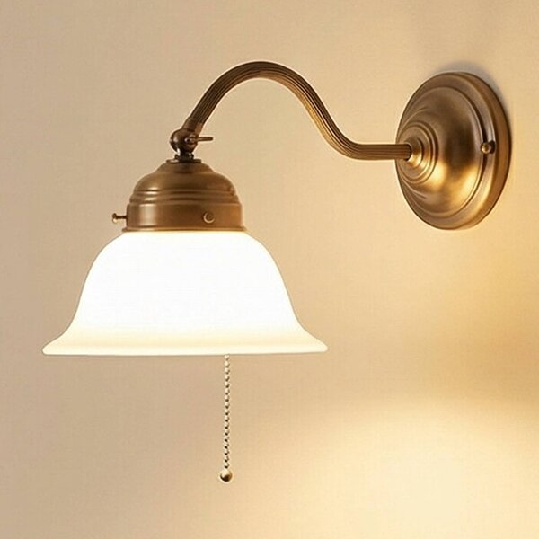 Berliner Messinglampen Applique da parete BORIS, dimmerabile, Bronzo / Ottone antico, Corridoio, Ottone, Antico, Applique