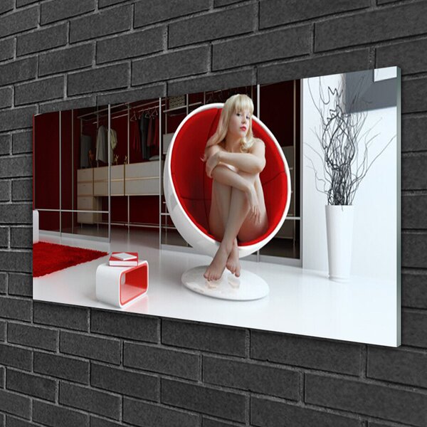 Quadro su vetro Camera Donna nuda 100x50 cm 2 appendini
