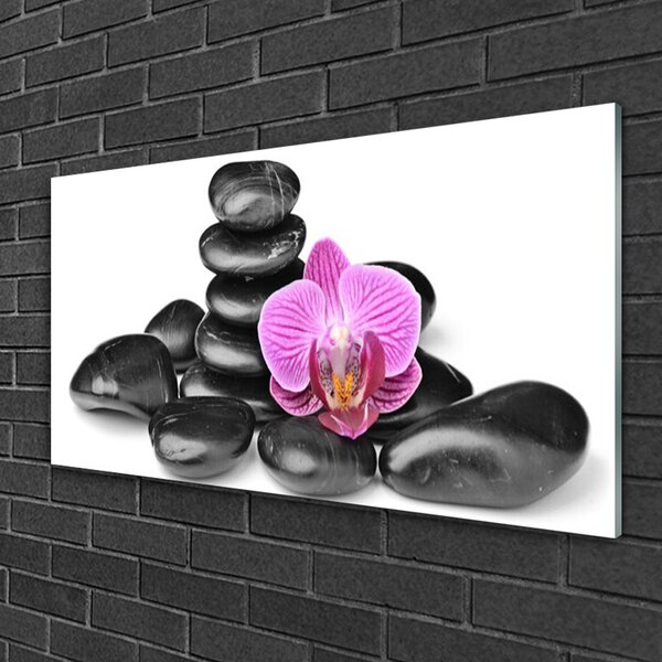 Quadro di vetro Pietre fiorite Arte 100x50 cm 2 appendini