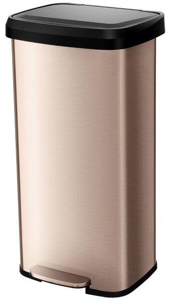 Costway Cestino dell'immondizia in acciaio inox con coperchio con chiusura automatica, Bidone della spazzatura 68L Rosa dorato