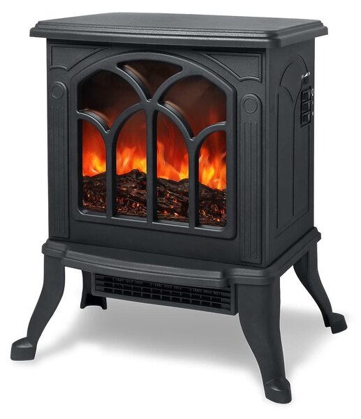 Camino elettrico - 750/1500 W - Effetto fiamma LED - Nero