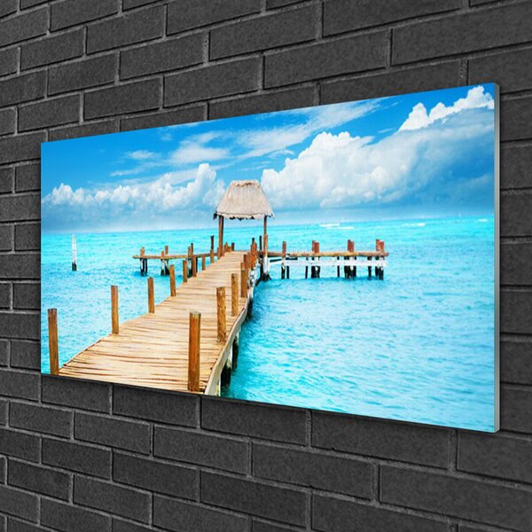 Quadro in vetro Architettura del mare a ponte 100x50 cm 2 appendini