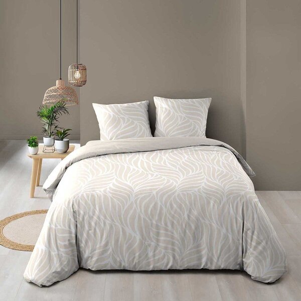 Set copripiumino e federa beige in cotone per letto matrimoniale/per letto esteso 3 pezzi 240x220 cm Morgane – douceur d'intérieur