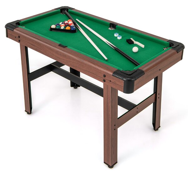 Costway Tavolo da biliardo 122cm con set completo di palline 2 steccette 2 gessi, Tavolo da gioco da biliardo in legno Verde