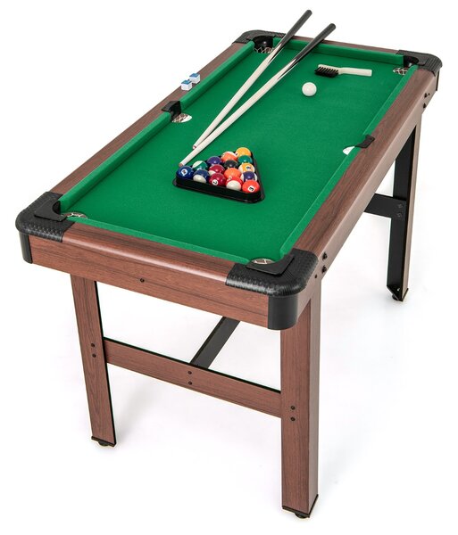 Costway Tavolo da biliardo 122cm con set completo di palline 2 steccette 2 gessi, Tavolo da gioco da biliardo in legno Verde
