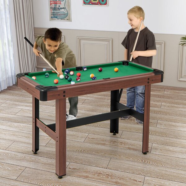 Costway Tavolo da biliardo 122cm con set completo di palline 2 steccette 2 gessi, Tavolo da gioco da biliardo in legno Verde