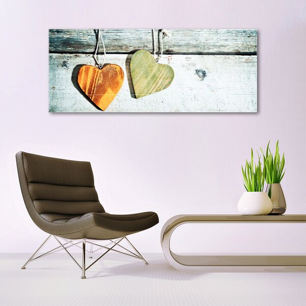 Quadro di vetro Arte del cuore in legno 100x50 cm 2 appendini