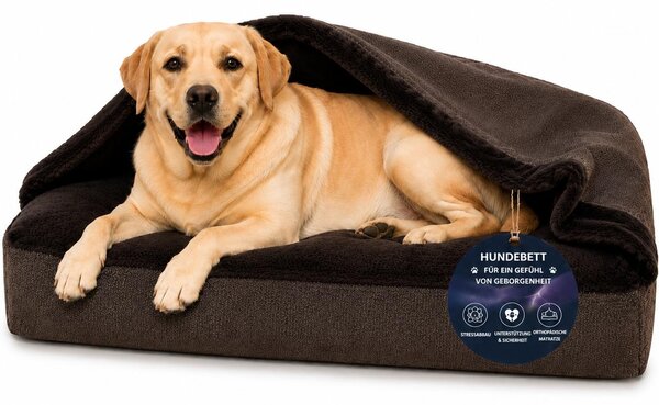 Cuccia ortopedica per cani tipo tana, che allevia le articolazioni XL 100 × 80 cm, marrone