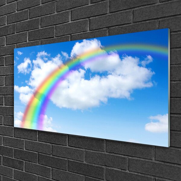 Quadro su vetro Cielo arcobaleno Nuvole Natura 100x50 cm 2 appendini