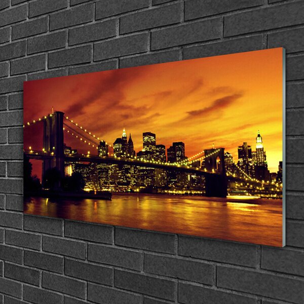 Quadro di vetro Architettura a ponte 100x50 cm 2 appendini