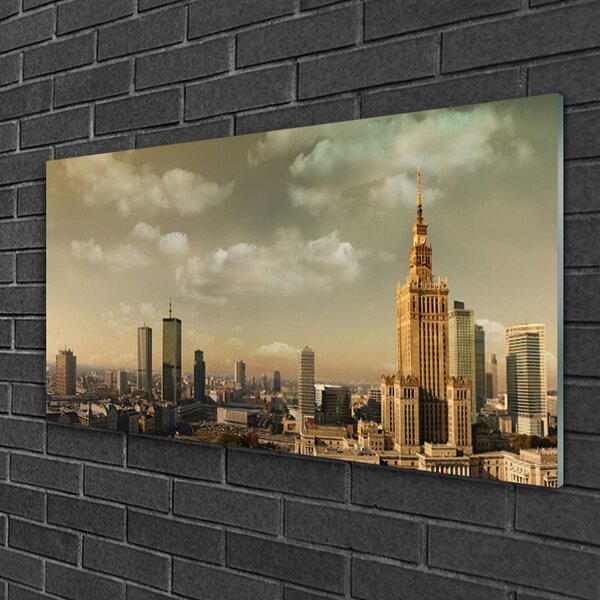 Quadro in vetro Case di città 100x50 cm 2 appendini