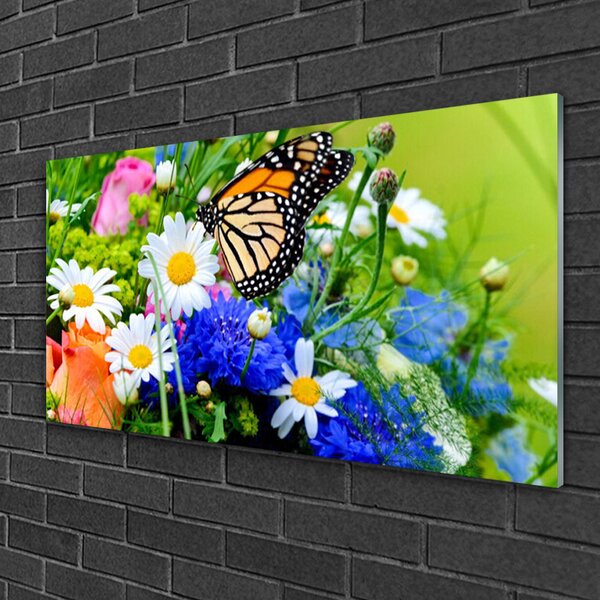 Quadro di vetro Fiori Pianta naturale 100x50 cm 2 appendini