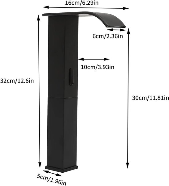 Rubinetto automatico senza contatto con sensore a infrarossi per lavabo – Montaggio rapido – Acciaio inossidabile – Miscelatore monocomando – Attacco da 1,27 cm (NPT) – Nero