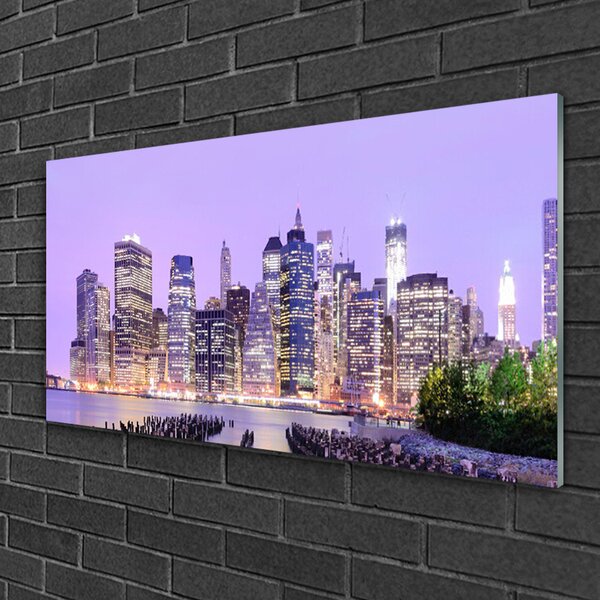 Quadro in vetro Case di città 100x50 cm 2 appendini