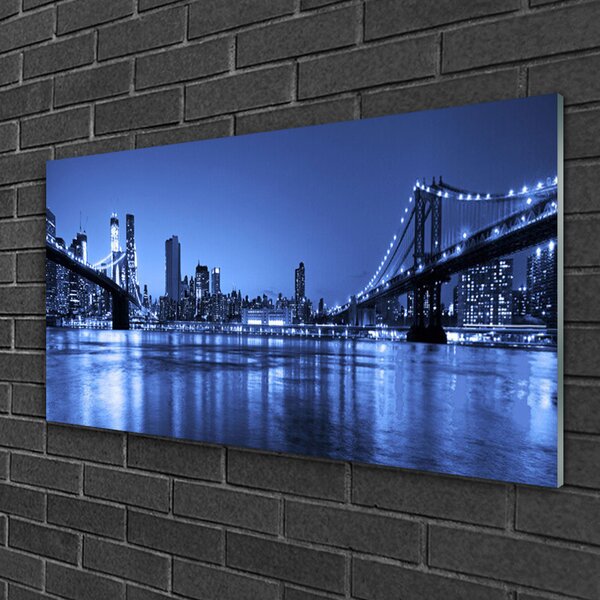 Quadro in vetro Architettura del ponte della città 100x50 cm 2 appendini