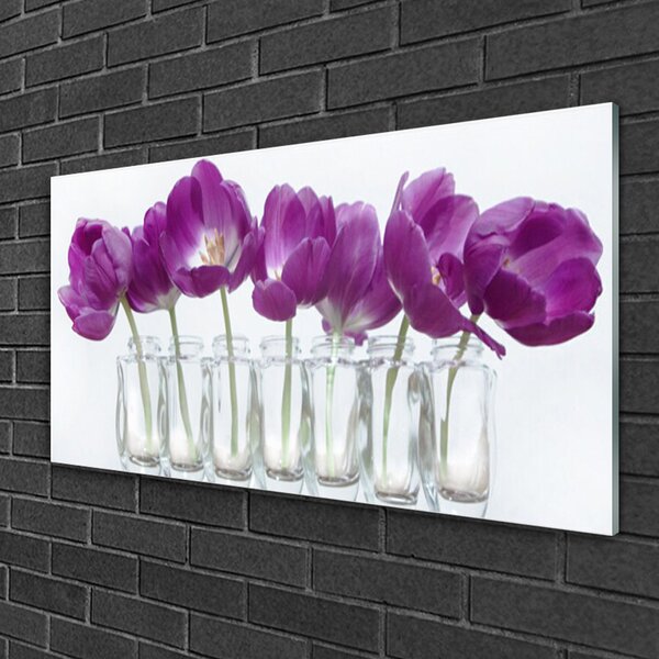 Quadro in vetro Fiori Pianta naturale 100x50 cm 2 appendini