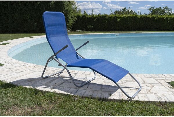 Galileo Sdraio da Giardino a Dondolo in Metallo/Textilene Dimensioni 190x58x97 cm colore Blu - Dondolina